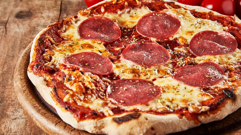 Uncut wood-fired pizza