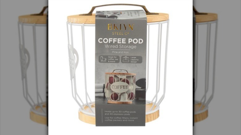 Coffee pod storage on white background