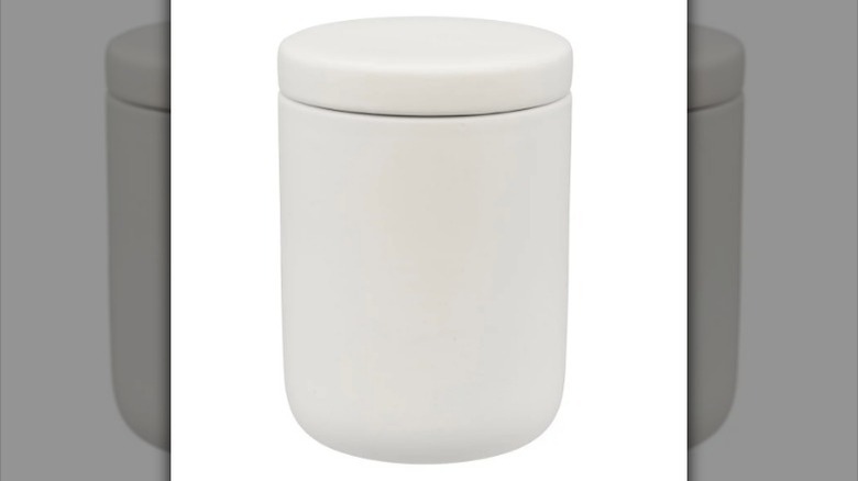 Matted white storage bin on white background