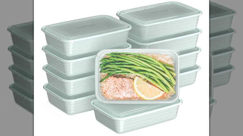 The 10-pack of Bentgo meal prep containers with lids on a white background