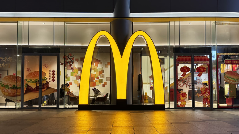 Large Golden Arches in front of a McDonald's restaurant