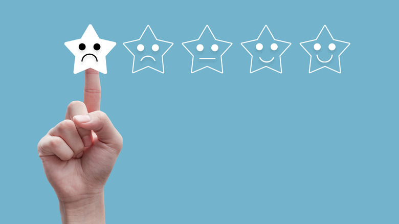 one star rating with frown