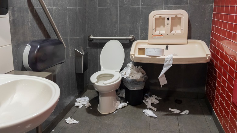 messy public bathroom