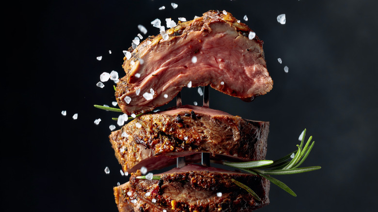 Steak with salt and garnish