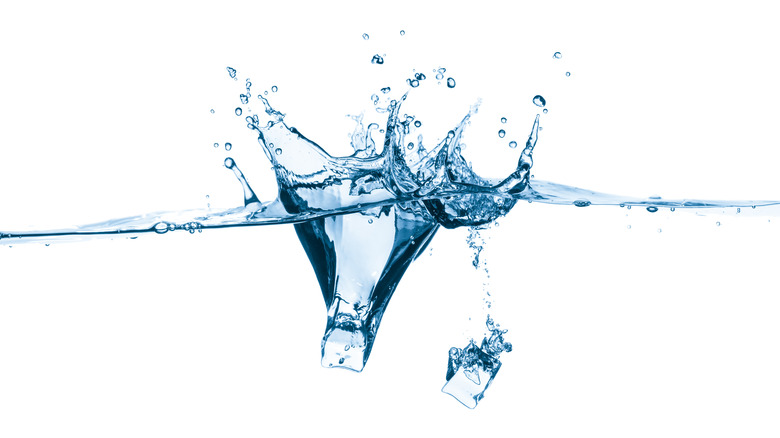 ice splashing in water