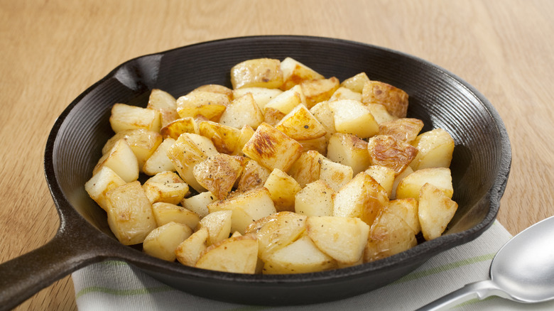 breakfast potatoes in pan