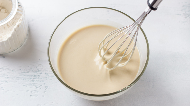 whisking pancake batter