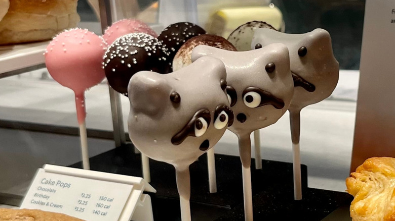 Starbucks' raccoon cake pops on display in coffee shop