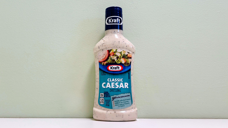A bottle of Kraft Classic Caesar Salad Dressing