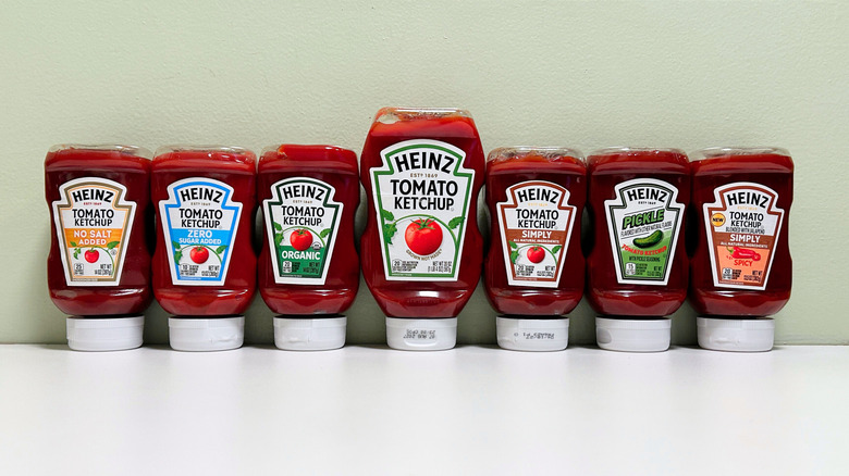 Seven bottles of Heinz ketchup