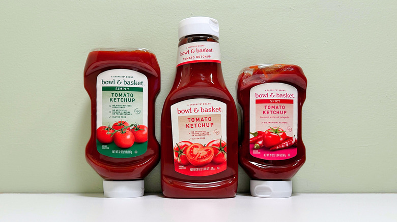 Three bottles of Bowl and Basket ketchup