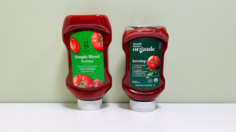 Two bottles of Good and Gather ketchup