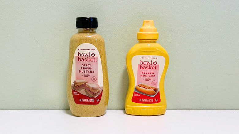 Bottles of Bowl and Basket Spicy Brown Mustard and Bowl and Basket Yellow Mustard