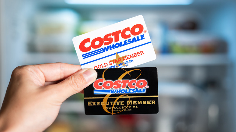 Person holding Costco Gold Star & Costco Executive cards