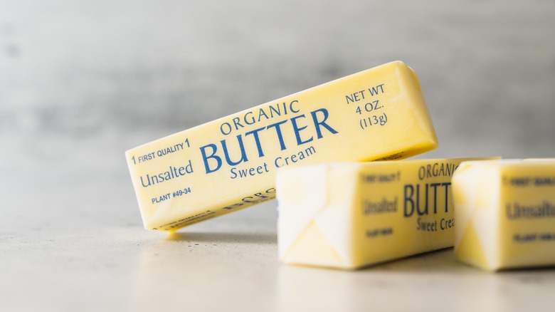 sticks of butter on counter
