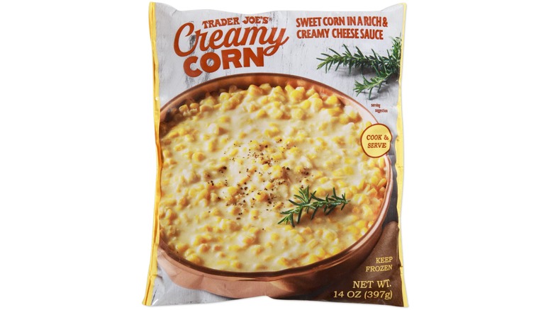 A bag of Trader Joe's frozen creamy corn