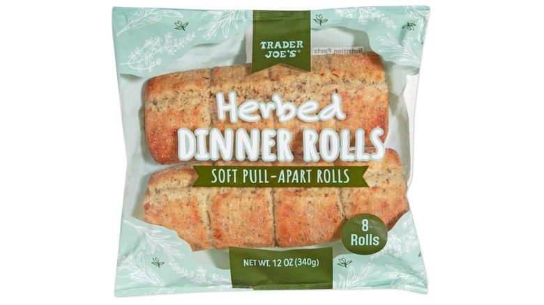 A bag of Trader Joe's Herbed Dinner Rolls