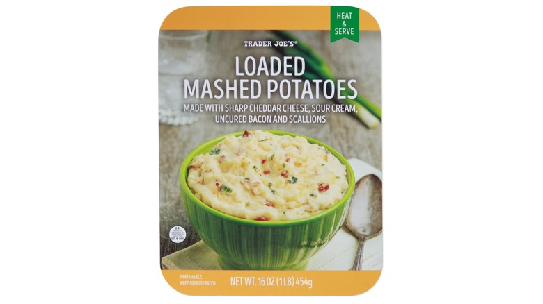 A package of Trader Joe's loaded mashed potatoes