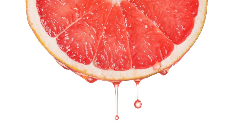juicy grapefruit dripping juice