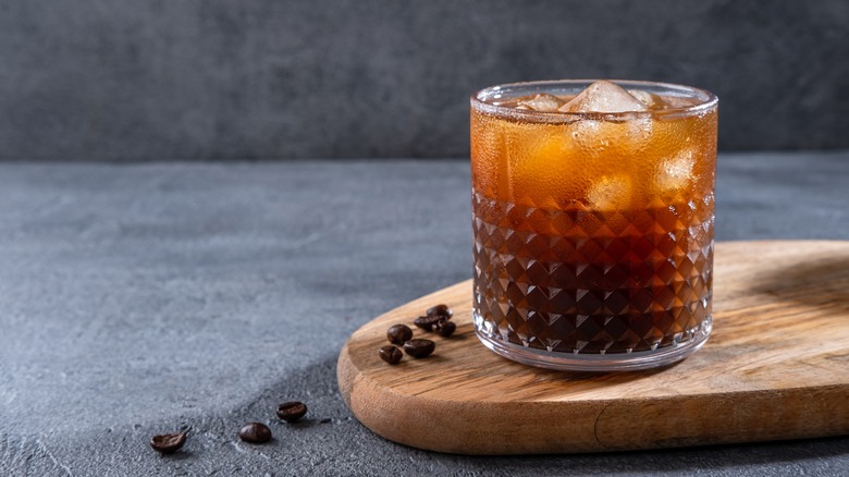 Coffee and seltzer over ice