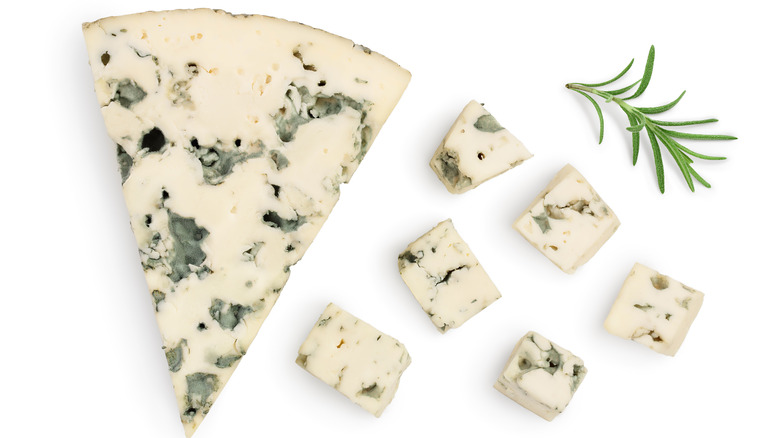 blue cheese chunks with rosemary