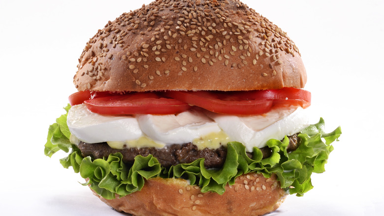 burger with fresh mozzarella