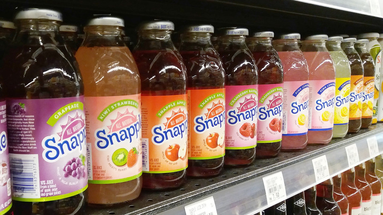 variety of Snapple on shelf