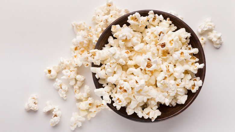 bowl of plain popcorn