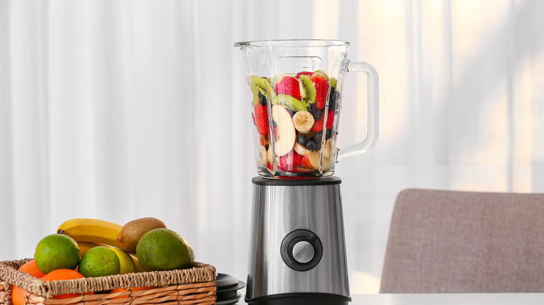 smoothie ingredients in blender