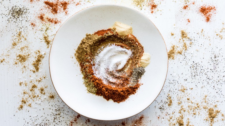 Taco seasoning blend on a white plate