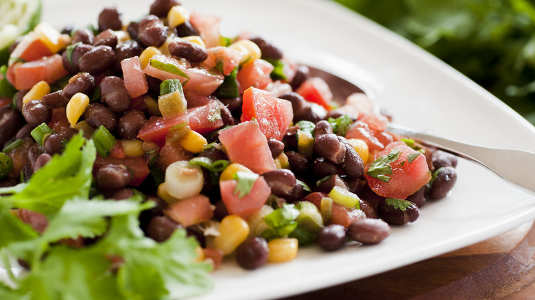 Salsa salad with beans, on a plate