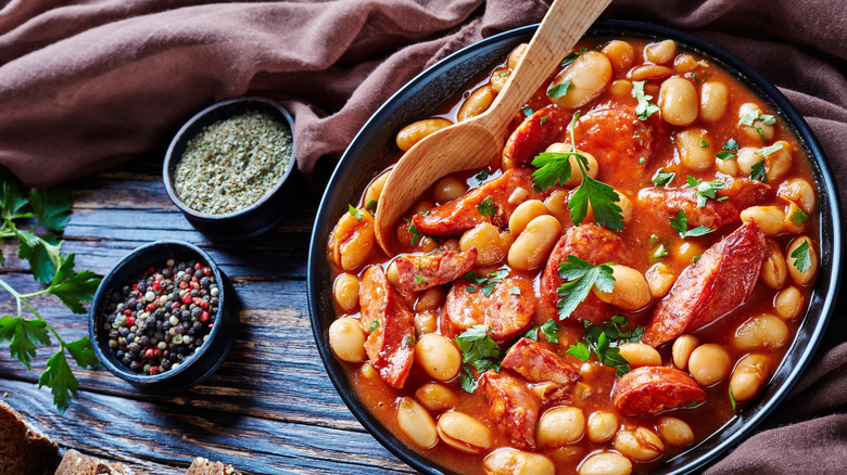 Stew with sausage and herbs