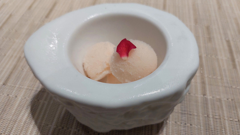 Bowl of lychee sorbet