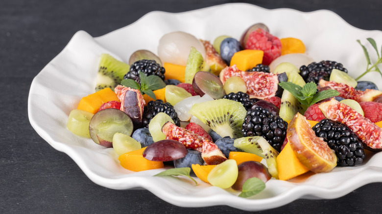Summer fruit salad, with lychees