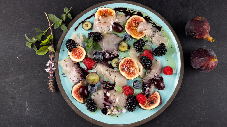 Ceviche made with lychee and other summer fruits
