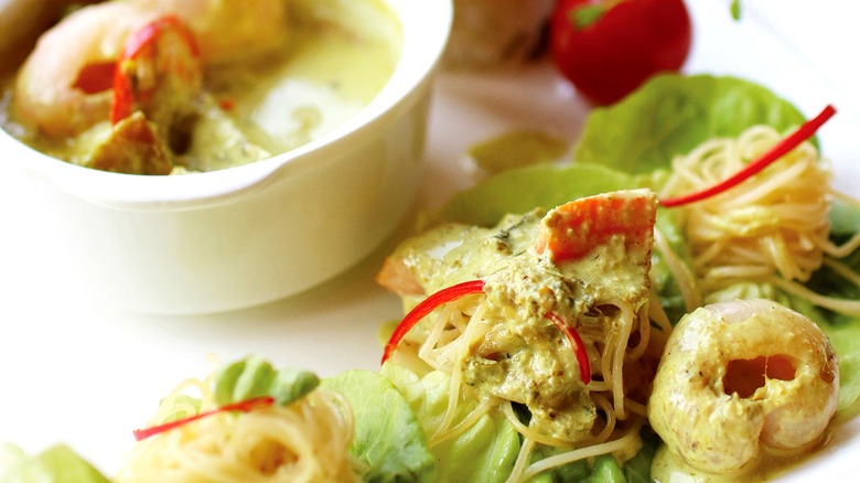 Lychees in a Thai green curry dish