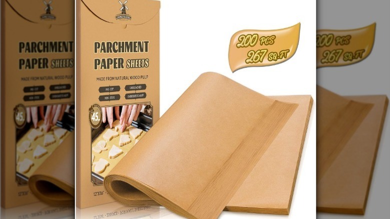 Parchment paper sheets on white background