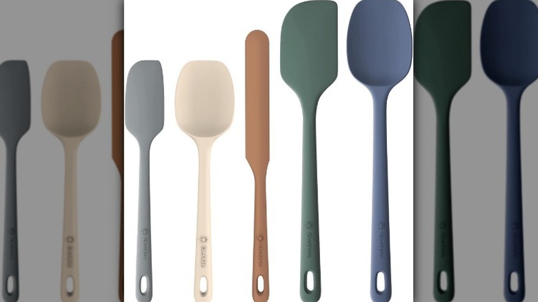 Silicone spatula set on white background
