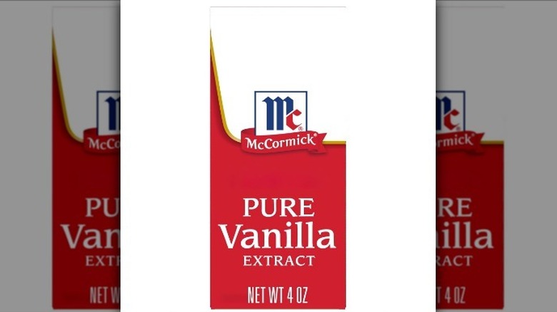 McCormick vanilla extract on white background