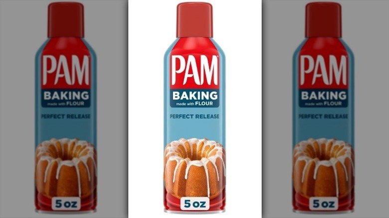 PAM baking spray on white background