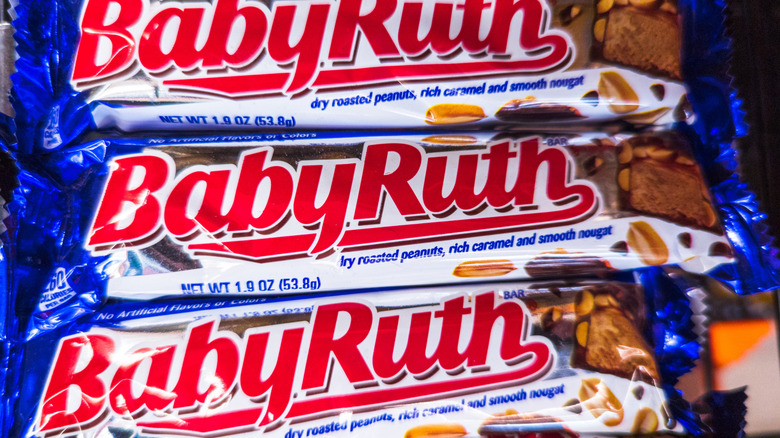 Baby Ruth candy bars on a store shelf