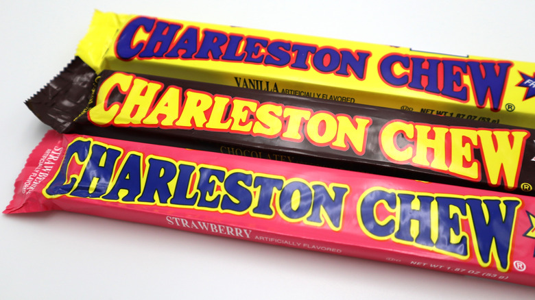 Varieties of Charleston Chew candy bars: Chocolate, vanilla, and strawberry