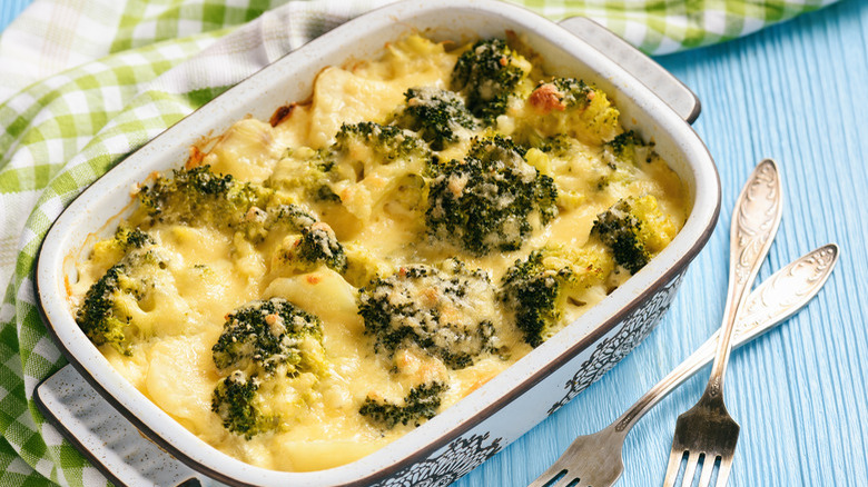 Broccoli Cauliflower Casserole in dish
