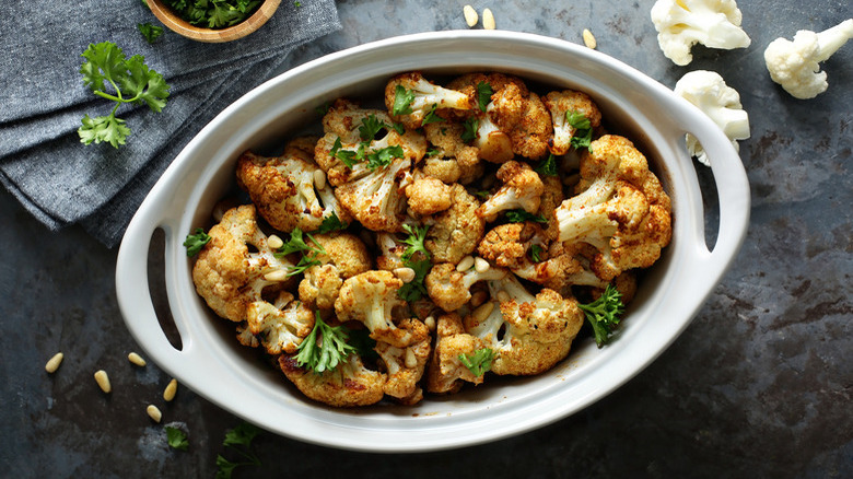Everything Roasted Cauliflower in dish