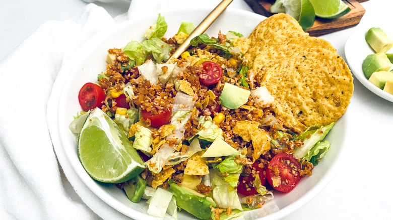 Vegan Cauliflower Taco Salad plated