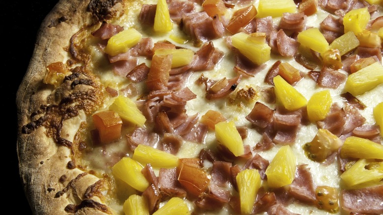 Hawaiian pizza with pineapple