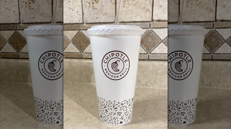 Chipotle to-go cup with straw