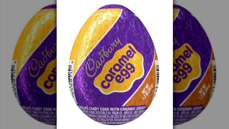 Cadbury caramel egg on white background