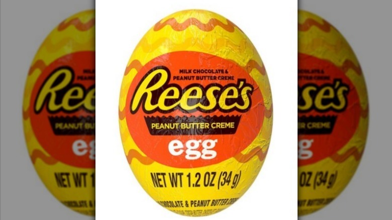 Reese's peanut butter egg on white background