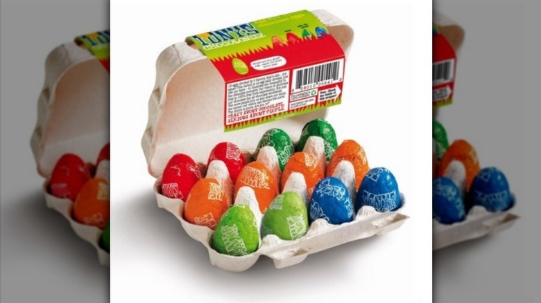 Tony's mini chocolate egg carton on white background